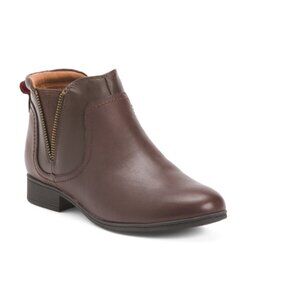 COBB HILL ROCKPORT Brown Leather Crosbie Gore Comfort Booties